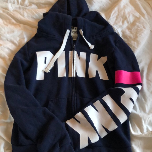 PINK Victoria's Secret Tops - Pink zip up sweatshirt- Size Small